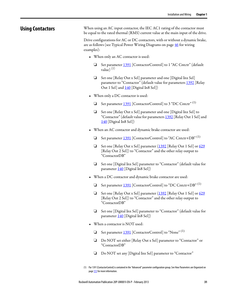 Using contactors | Rockwell Automation 20P PowerFlex Digital DC Drive User Manual | Page 31 / 376