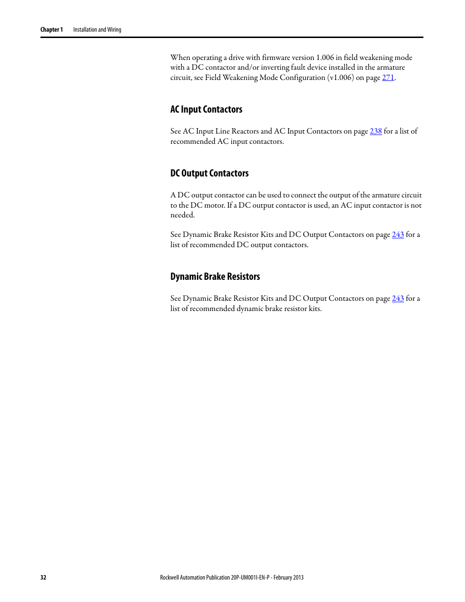 Ac input contactors, Dc output contactors, Dynamic brake resistors | Rockwell Automation 20P PowerFlex Digital DC Drive User Manual | Page 32 / 376