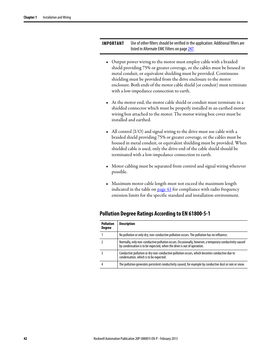 Pollution degree ratings according to en 61800-5-1 | Rockwell Automation 20P PowerFlex Digital DC Drive User Manual | Page 42 / 376