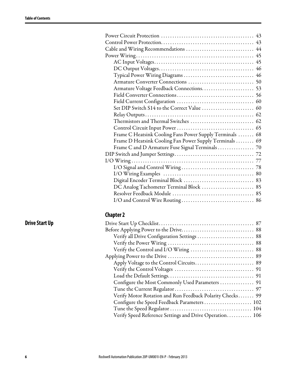 Chapter 2 drive start up | Rockwell Automation 20P PowerFlex Digital DC Drive User Manual | Page 6 / 376