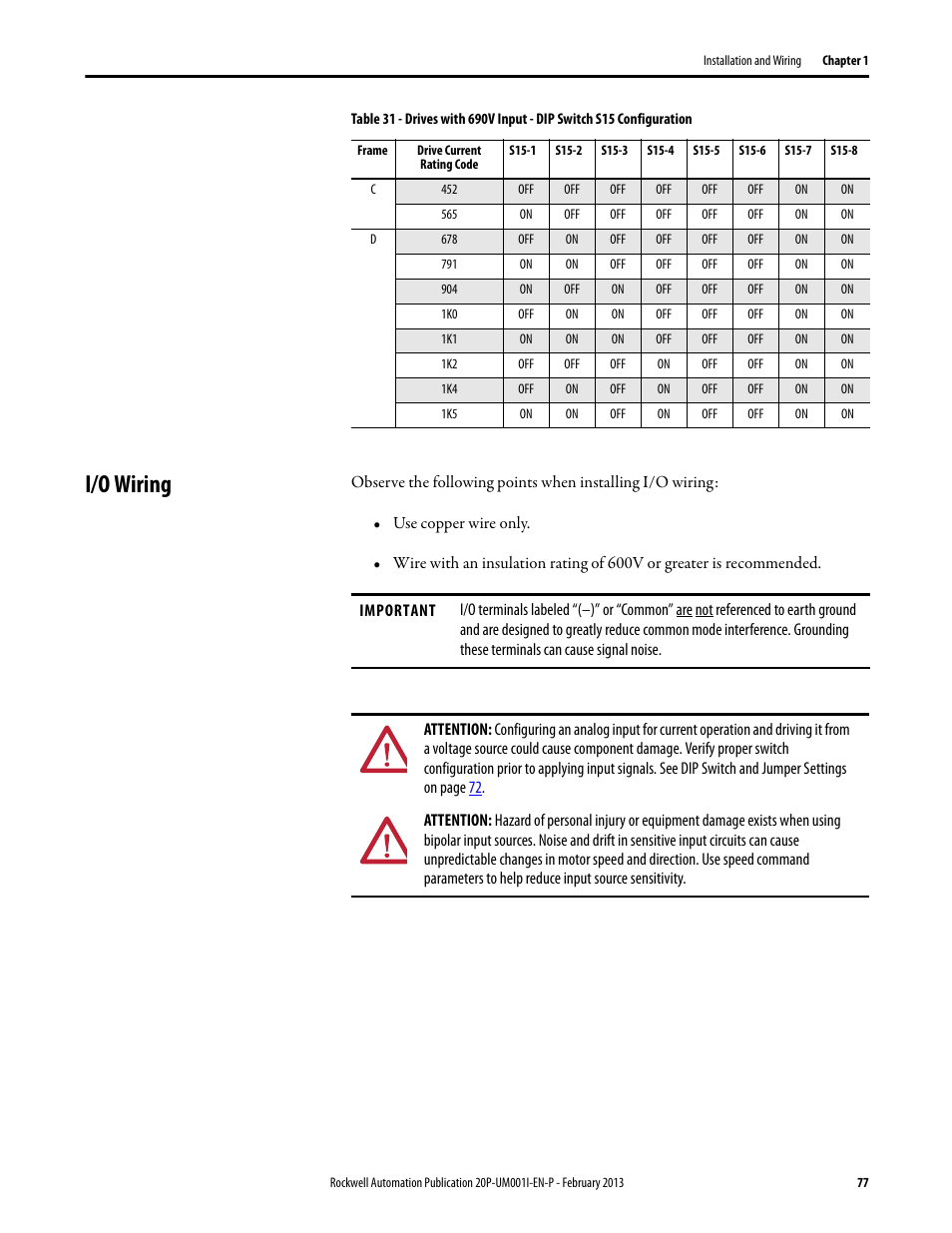 I/o wiring | Rockwell Automation 20P PowerFlex Digital DC Drive User Manual | Page 77 / 376