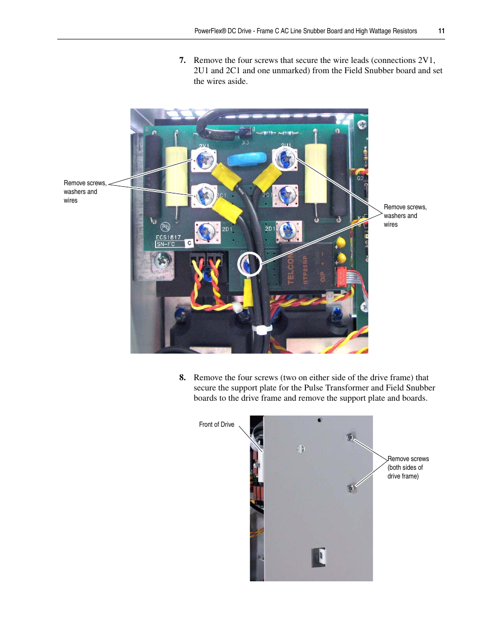 Rockwell Automation 20P PowerFlex DC Drive - Frame C AC Line Snubber Board and High Wattage Resistors User Manual | Page 11 / 16