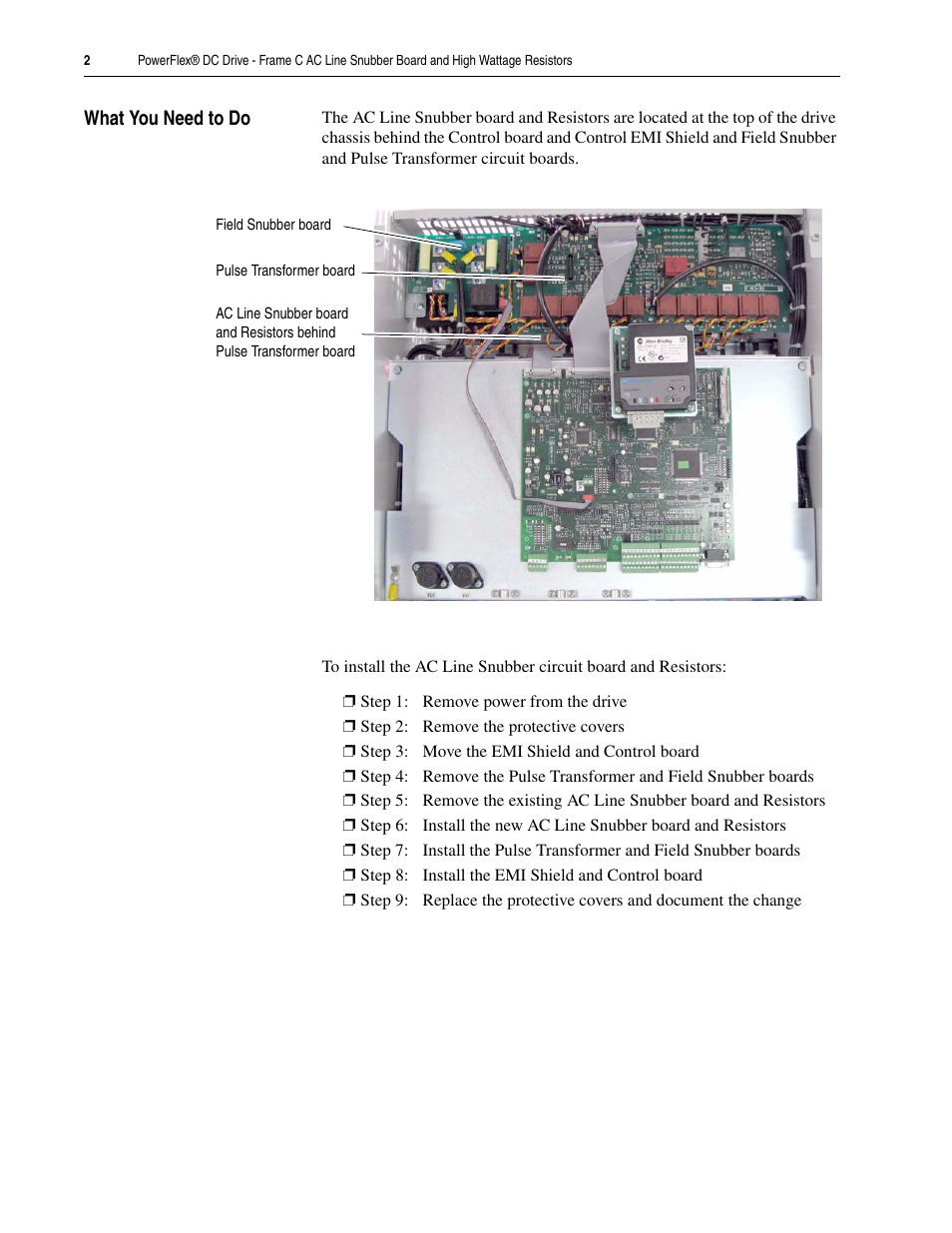 What you need to do | Rockwell Automation 20P PowerFlex DC Drive - Frame C AC Line Snubber Board and High Wattage Resistors User Manual | Page 2 / 16