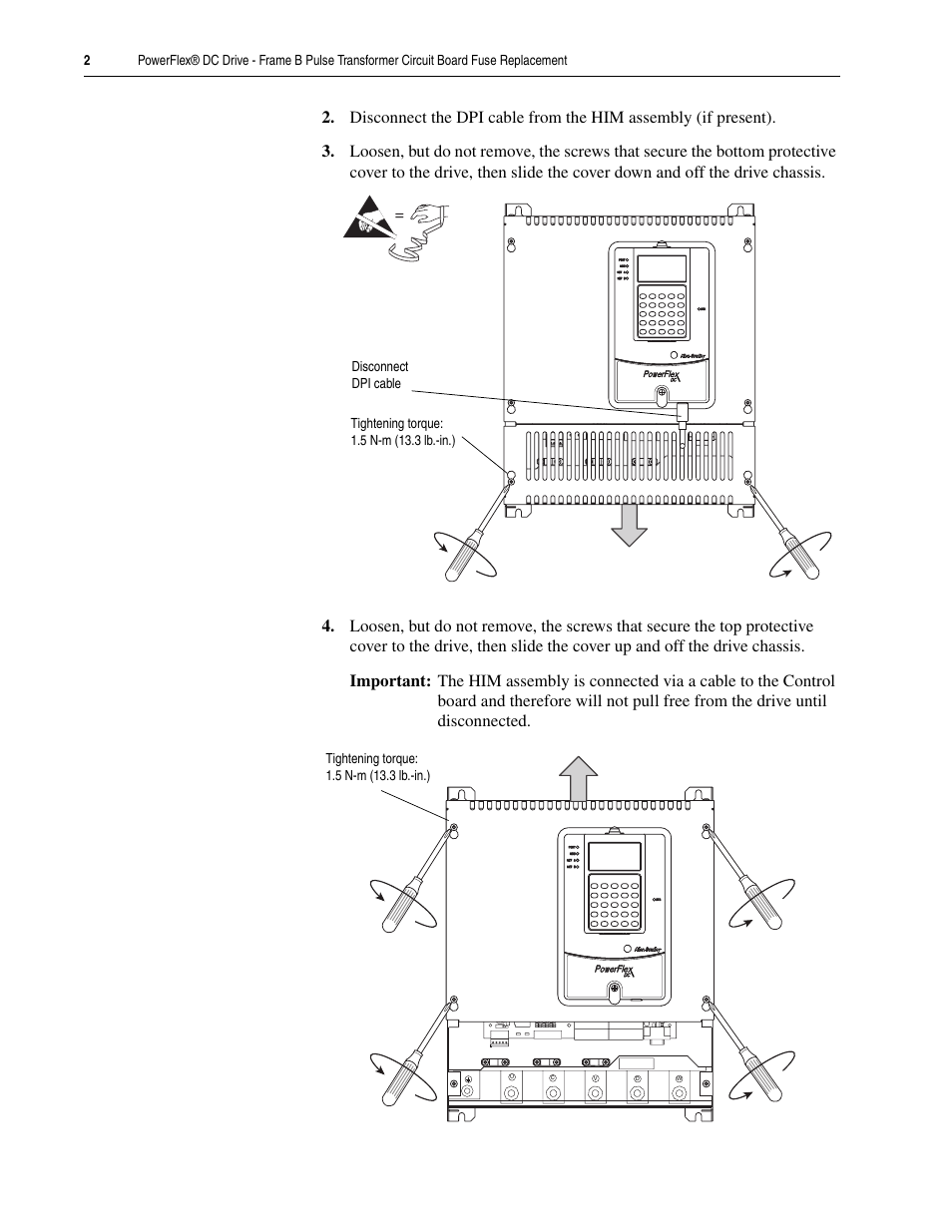 Rockwell Automation 20P PowerFlex DC Drive - Frame B Pulse Transformer Circuit Board Fuse Replacement User Manual | Page 2 / 4