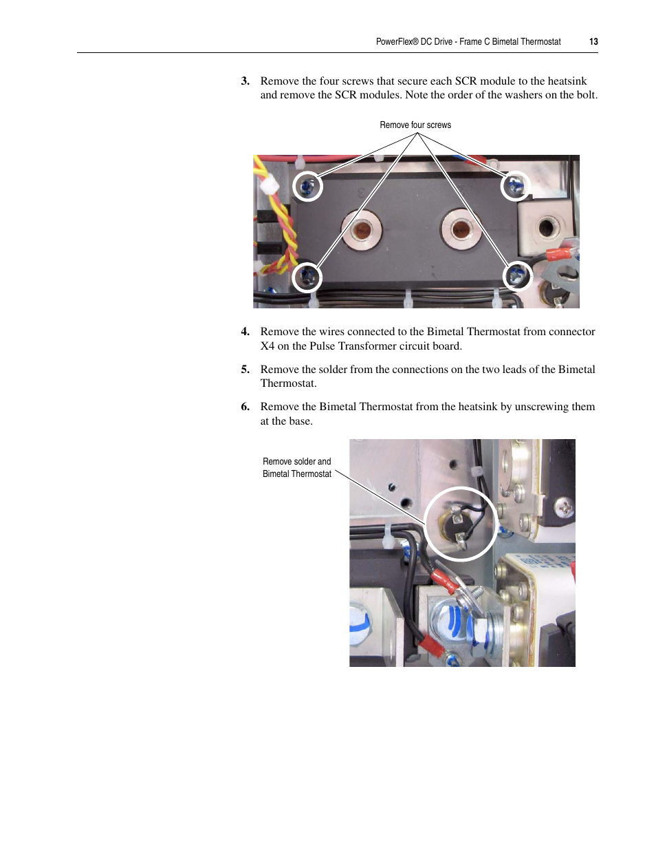 Rockwell Automation 20P PowerFlex DC Drive - Frame C Bimetal Thermostat User Manual | Page 13 / 16