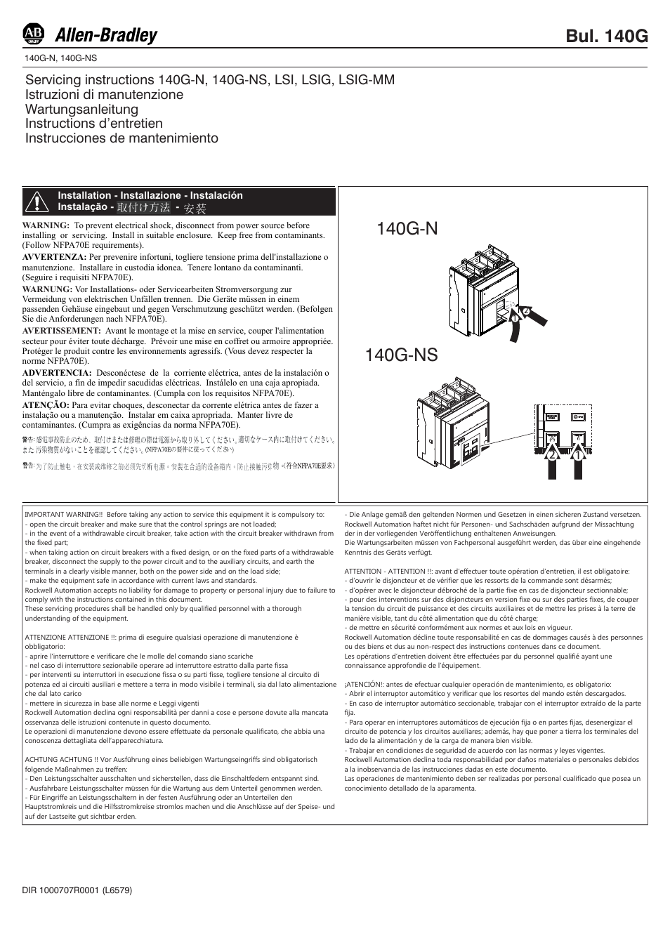 Rockwell Automation 140G-N_NS Servicing Instructions User Manual | 11 pages