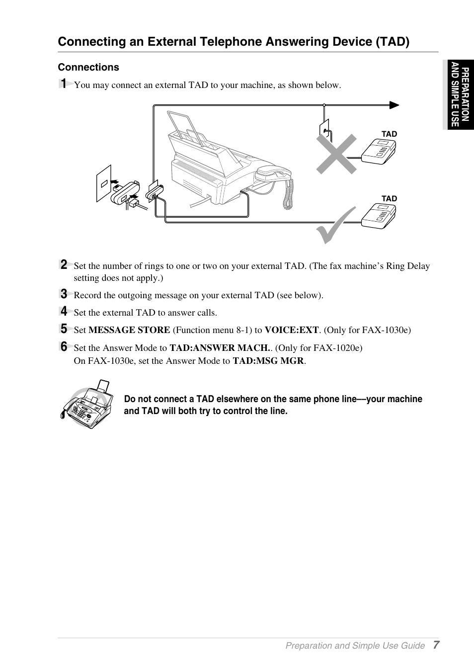 Connections | Brother 1030e User Manual | Page 13 / 108