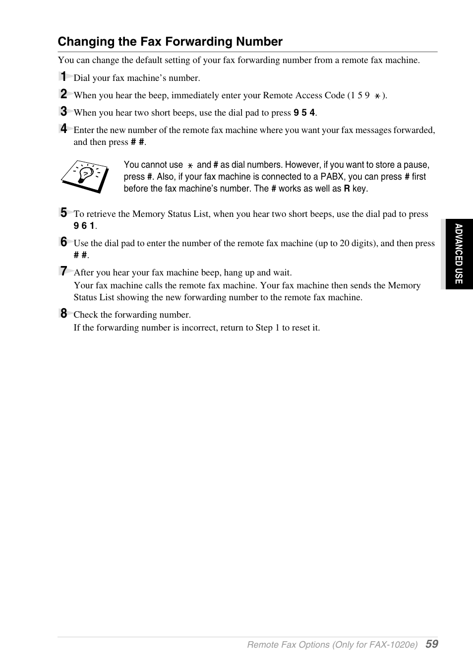 Changing the fax forwarding number | Brother 1030e User Manual | Page 65 / 108