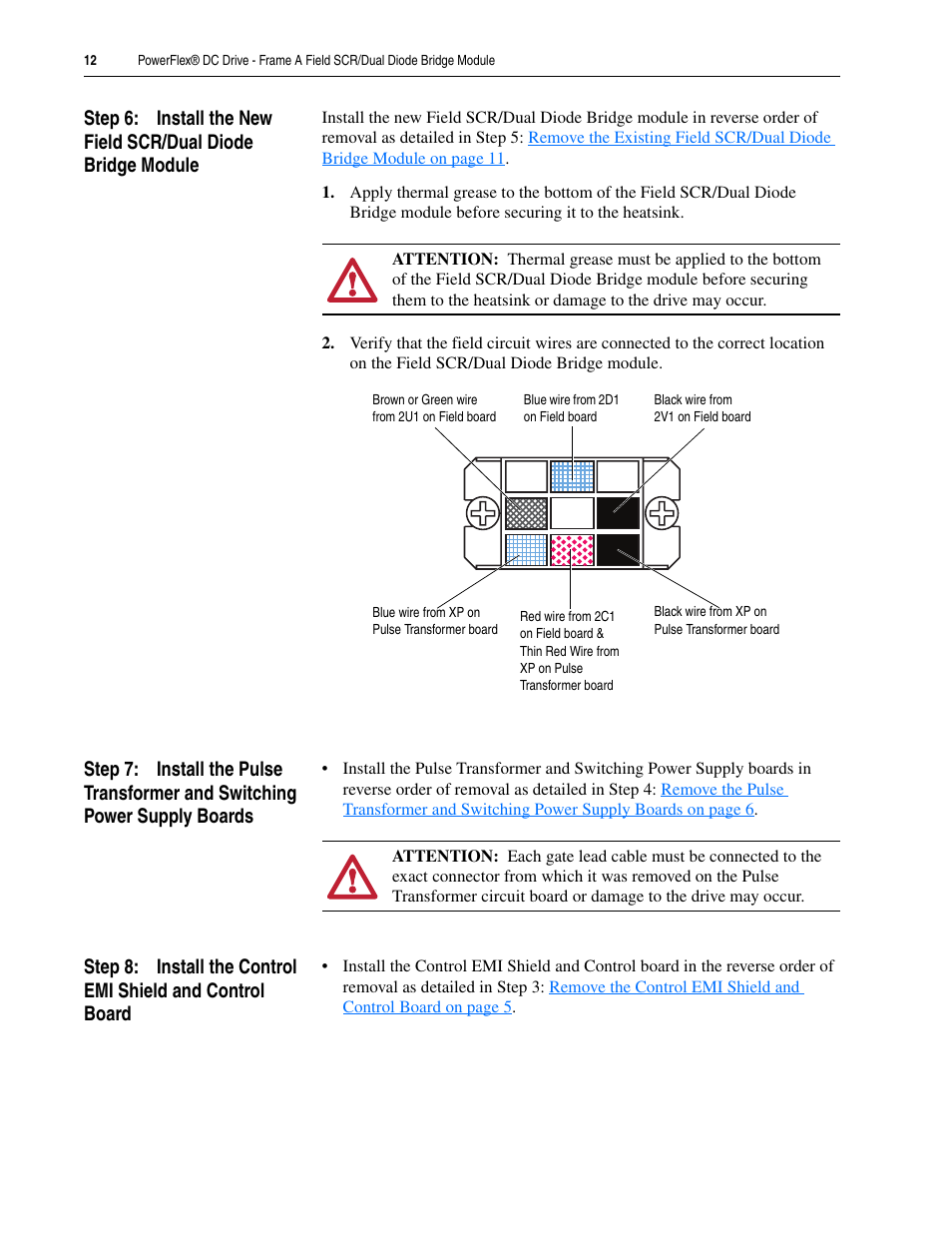 Rockwell Automation 20P PowerFlex DC Drive - Frame A Field SCR/Dual Diode Bridge Module User Manual | Page 12 / 14