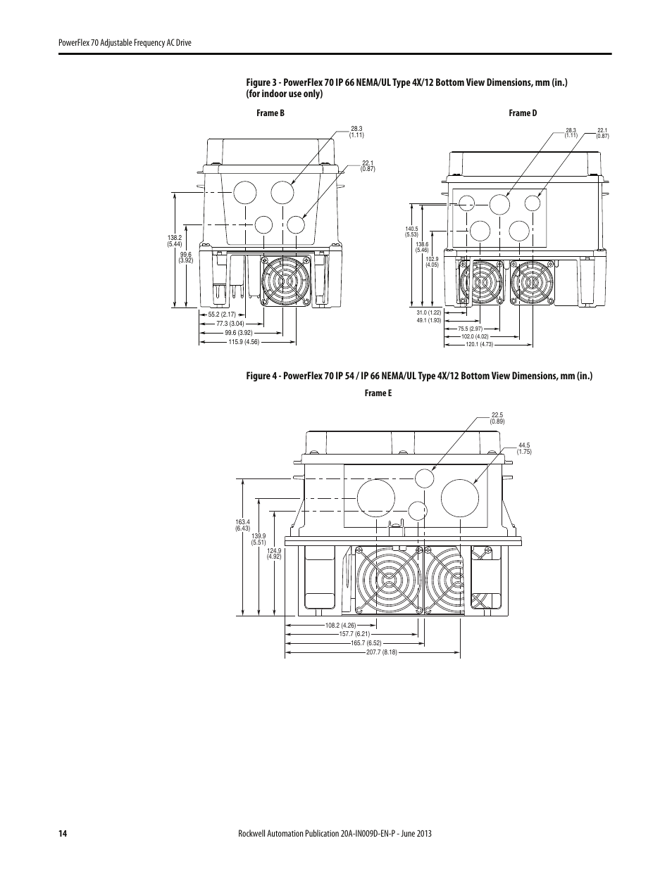 Frame b frame d, Frame e | Rockwell Automation 20A PowerFlex 70 Adjustable Frequency AC Drive User Manual | Page 14 / 56