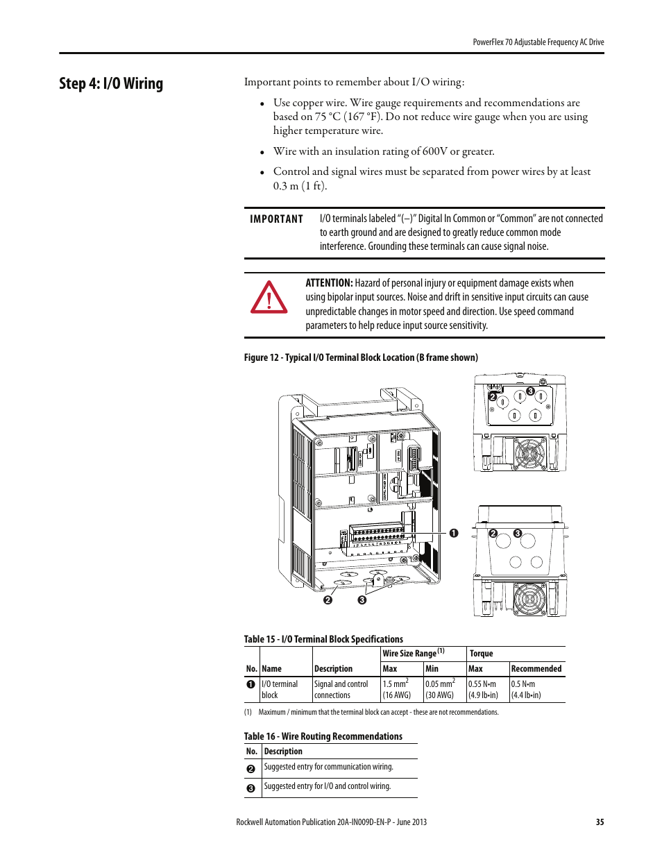 Step 4: i/o wiring | Rockwell Automation 20A PowerFlex 70 Adjustable Frequency AC Drive User Manual | Page 35 / 56