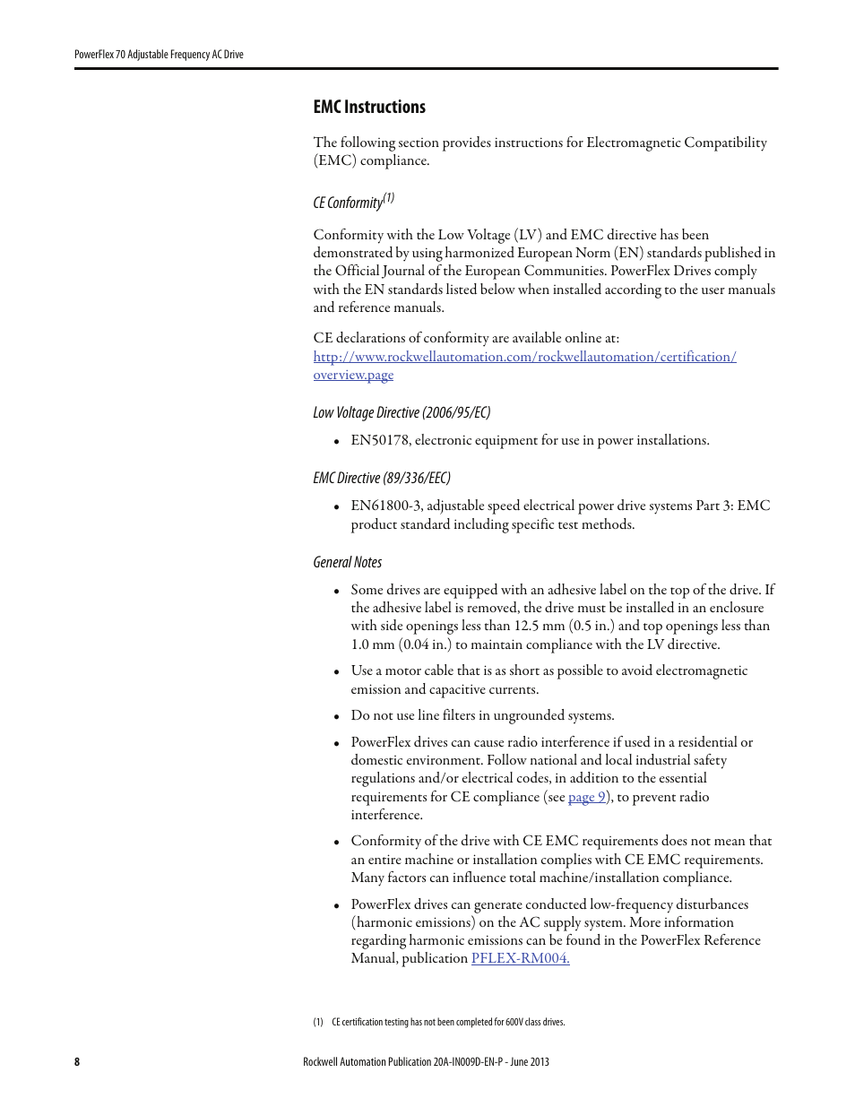Emc instructions | Rockwell Automation 20A PowerFlex 70 Adjustable Frequency AC Drive User Manual | Page 8 / 56