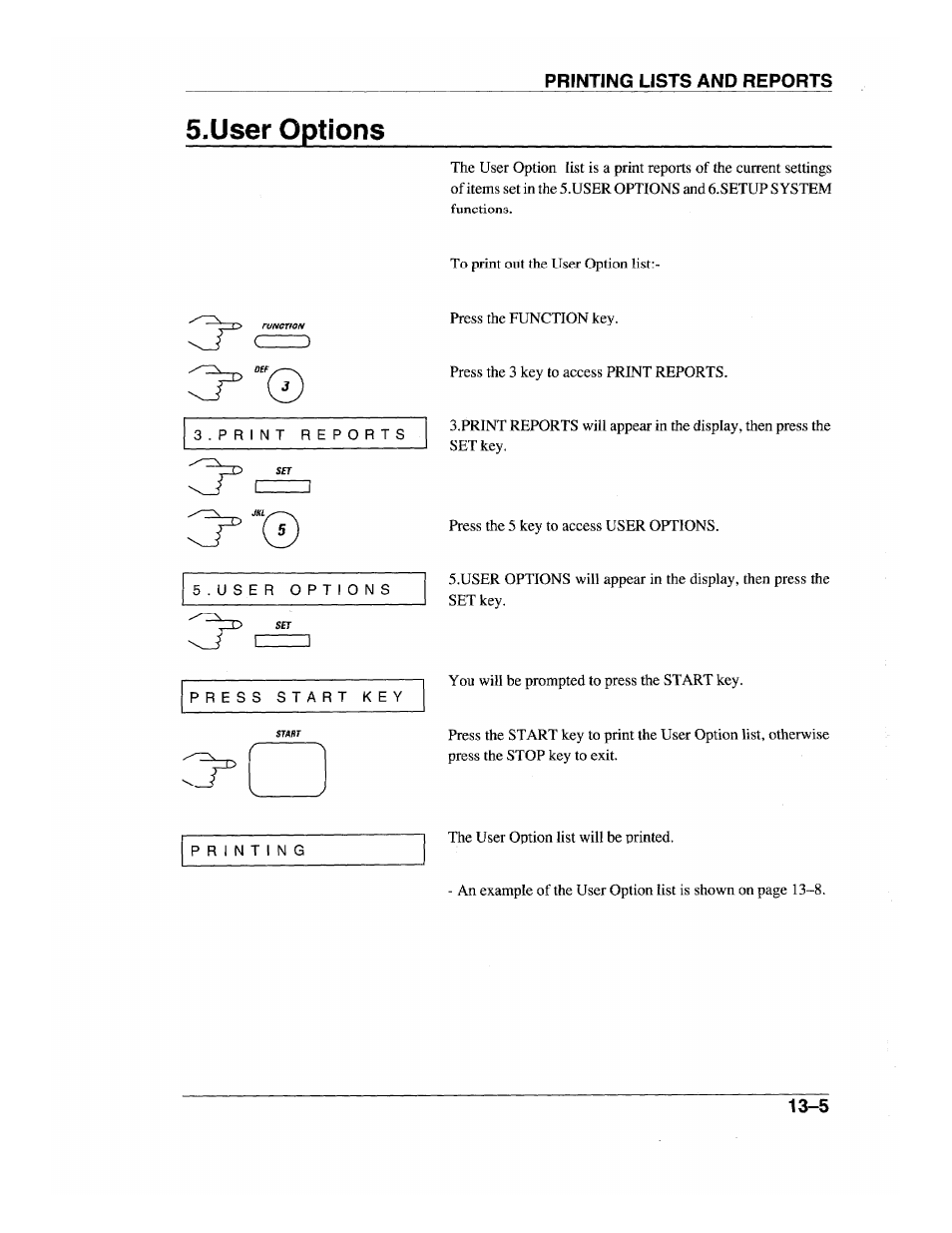 S.user options, User options -5 | Brother INTELLIFAX 600 User Manual | Page 107 / 122