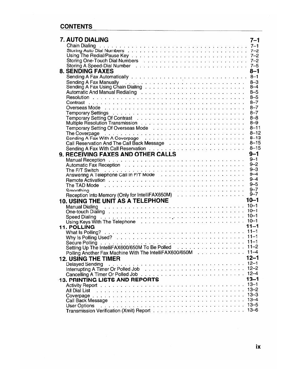 Brother INTELLIFAX 600 User Manual | Page 13 / 122