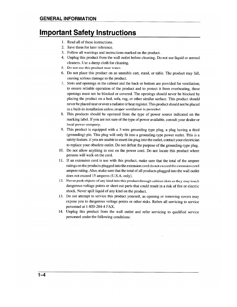 Important safety instructions, Important safety instructions -4 | Brother INTELLIFAX 600 User Manual | Page 18 / 122