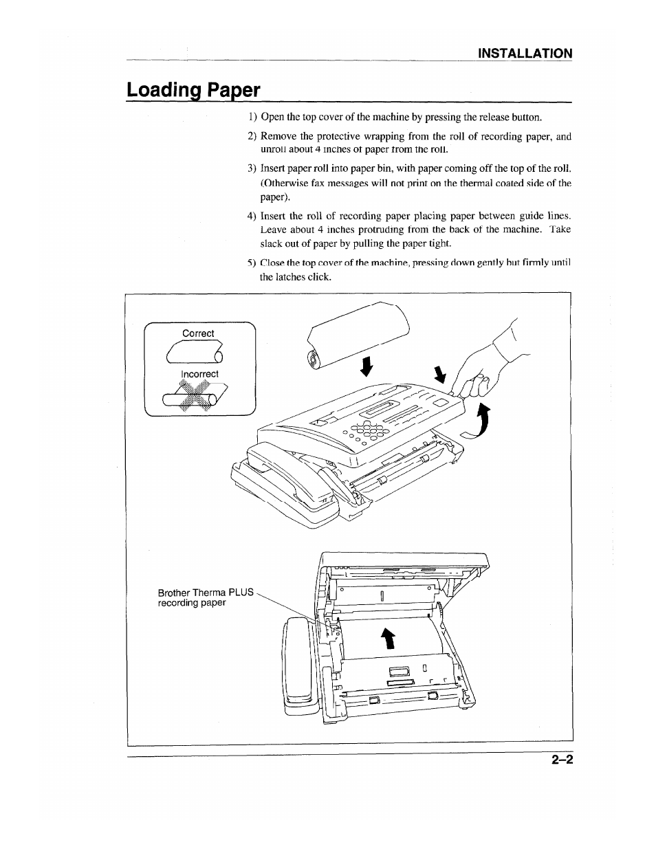 Loading paper, Loading paper -2 | Brother INTELLIFAX 600 User Manual | Page 21 / 122