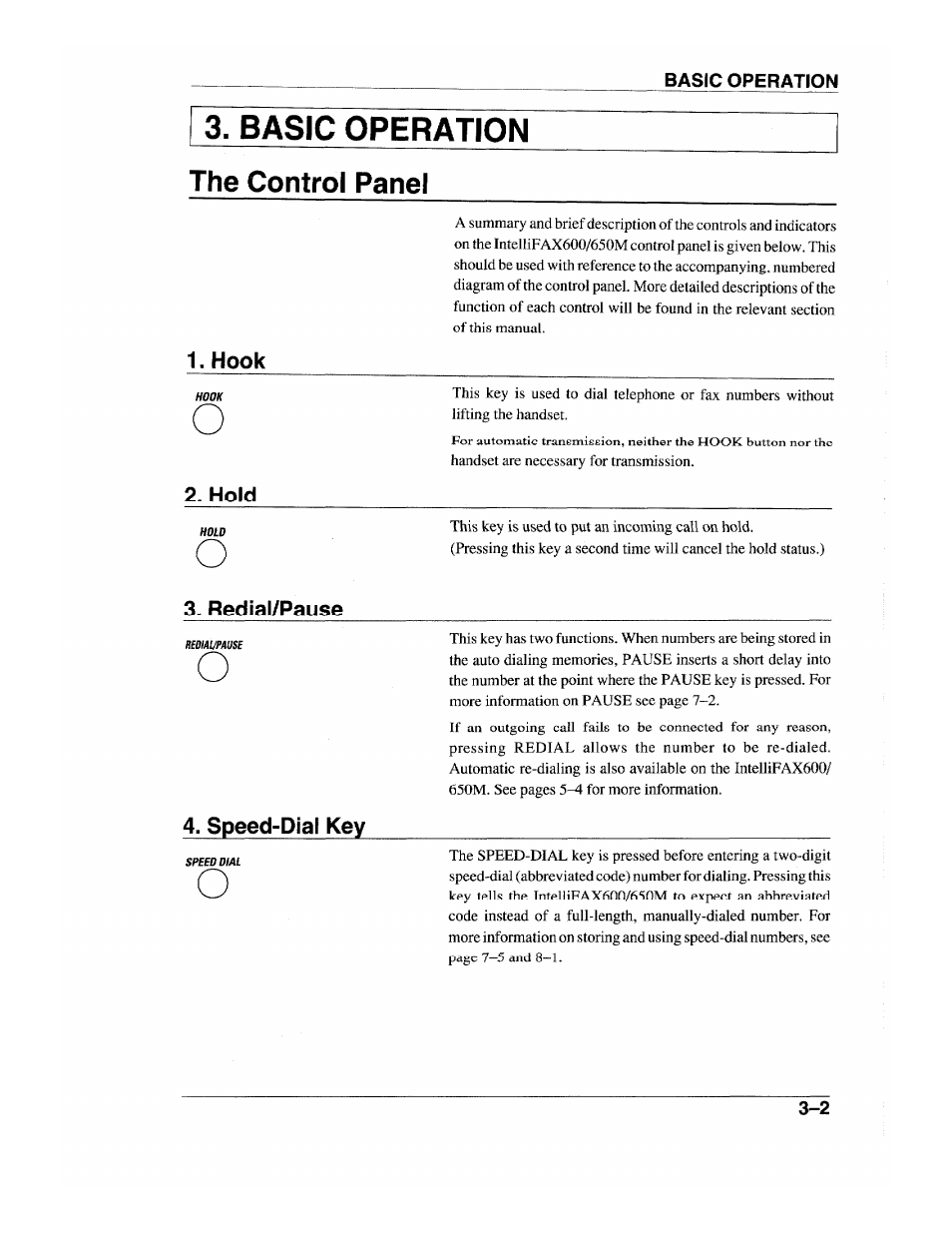 Basic operation the control panel | Brother INTELLIFAX 600 User Manual | Page 29 / 122