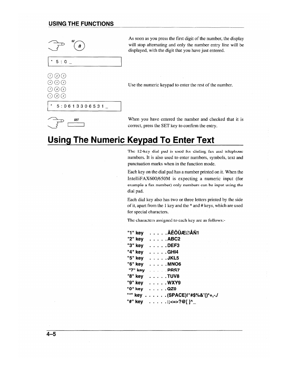 Using the numeric keypad to enter text | Brother INTELLIFAX 600 User Manual | Page 40 / 122