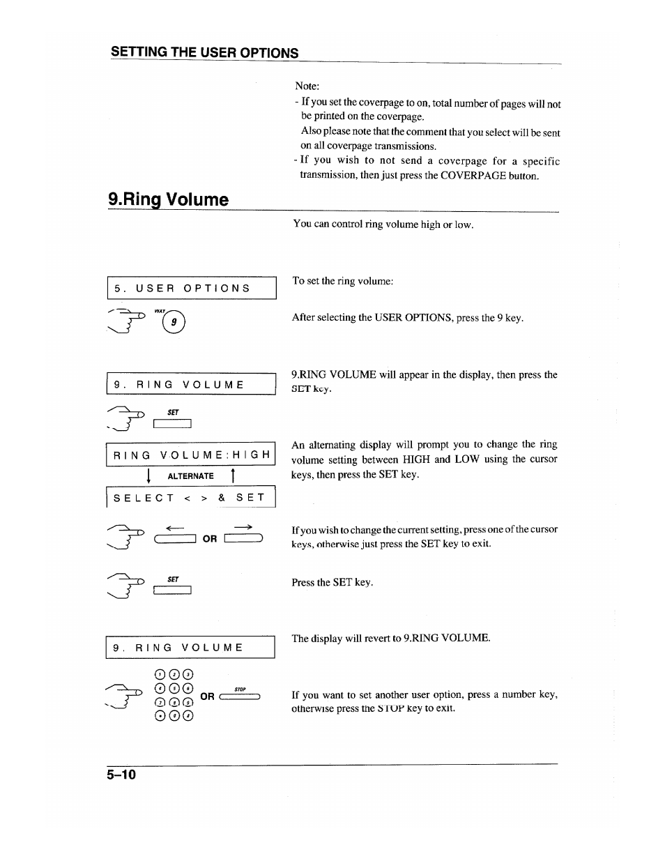 Ring volume, O 0o | Brother INTELLIFAX 600 User Manual | Page 52 / 122