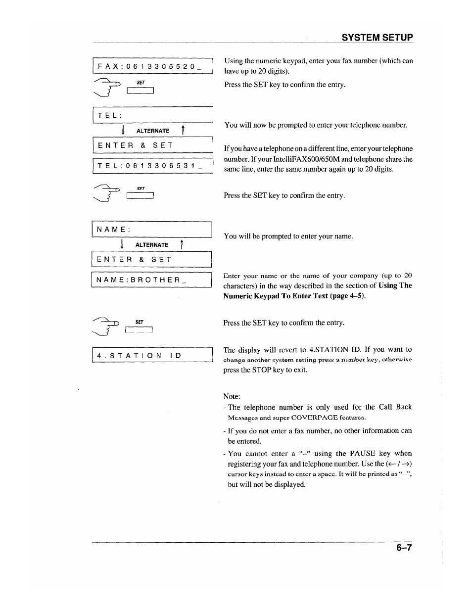 System setup | Brother INTELLIFAX 600 User Manual | Page 59 / 122