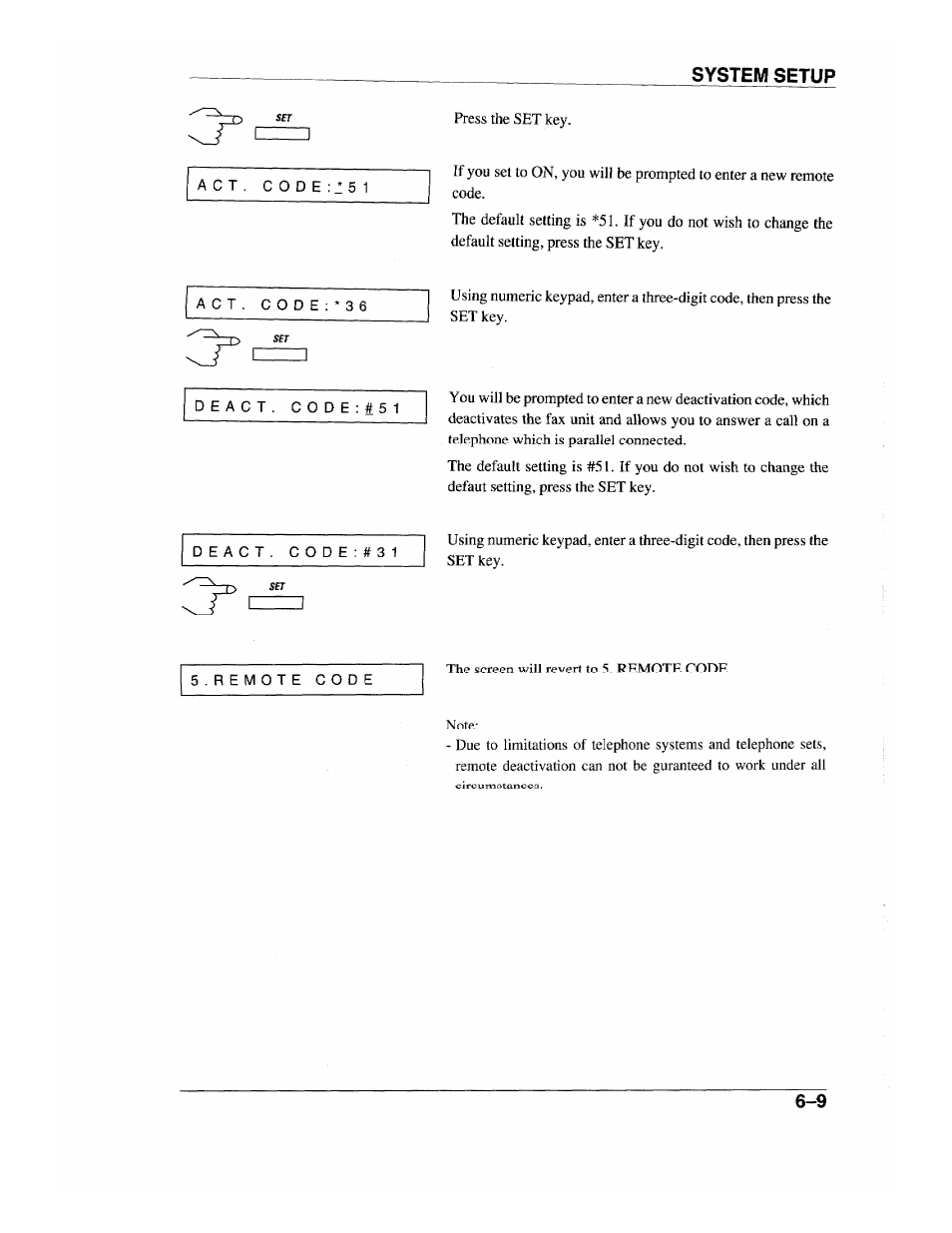 System setup | Brother INTELLIFAX 600 User Manual | Page 61 / 122