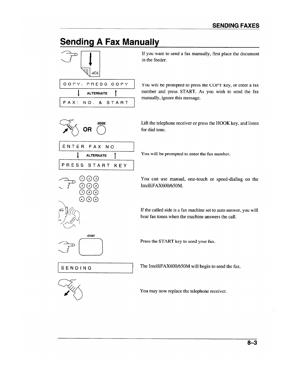 Sending a fax manually, Sending a fax manually ^ i, O © 0 | Brother INTELLIFAX 600 User Manual | Page 71 / 122