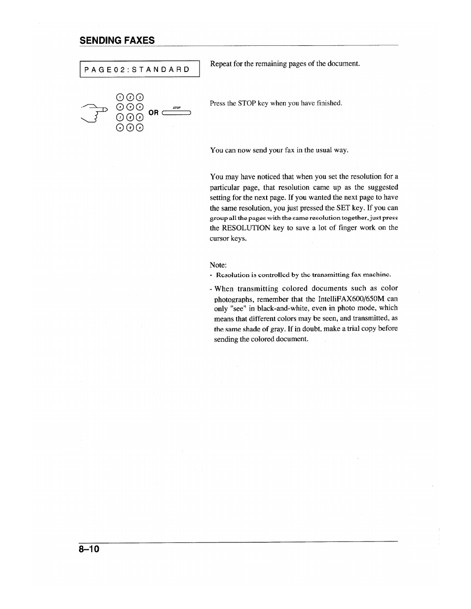 Sending faxes | Brother INTELLIFAX 600 User Manual | Page 78 / 122