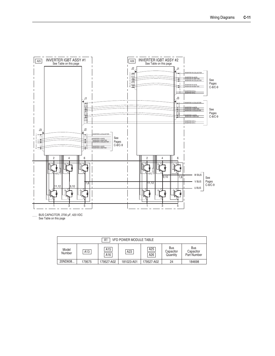 Wiring diagrams c-11, Inverter igbt assy #1 inverter igbt assy #2 | Rockwell Automation LPM20  Liquid-Cooled AC Drive with High Performance Drive Control User Manual | Page 85 / 92