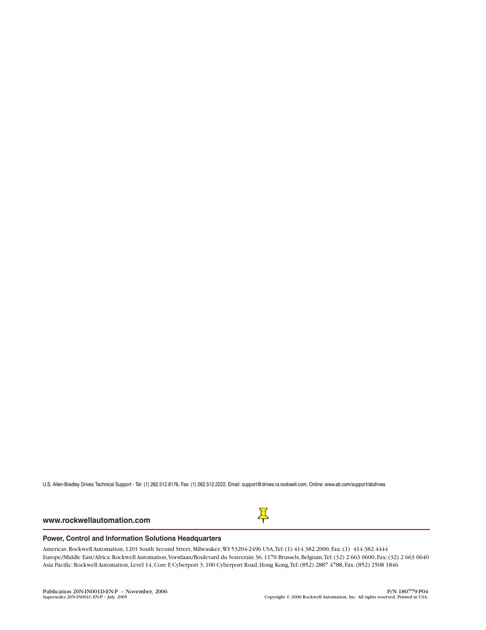 Back cover/pub no./date | Rockwell Automation LPM20  Liquid-Cooled AC Drive with High Performance Drive Control User Manual | Page 92 / 92