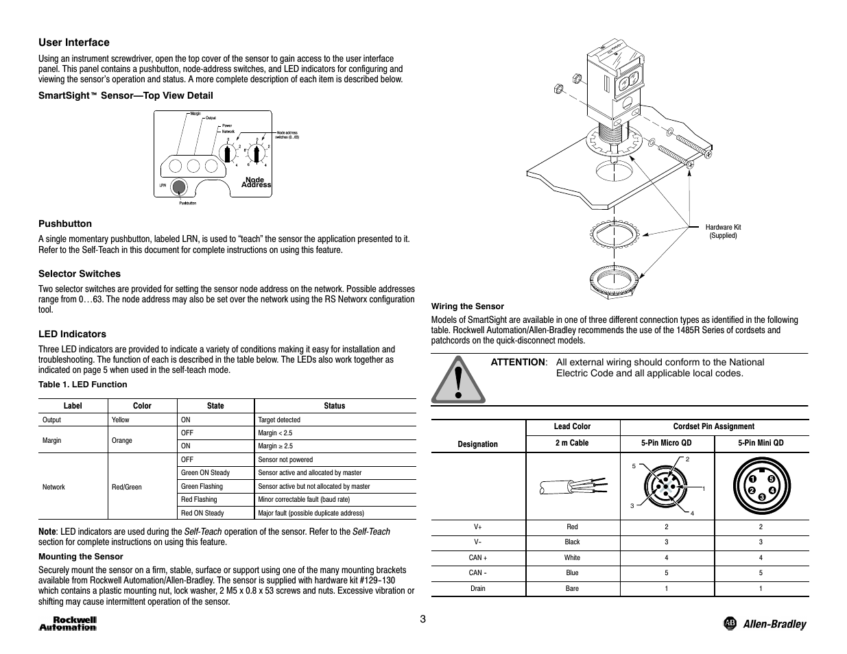Rockwell Automation 42GNC_NF_NL_NP_NR_NU SmartSight DeviceNet PHOTOSWITCH Photoelectric Sensors User Manual | Page 3 / 4