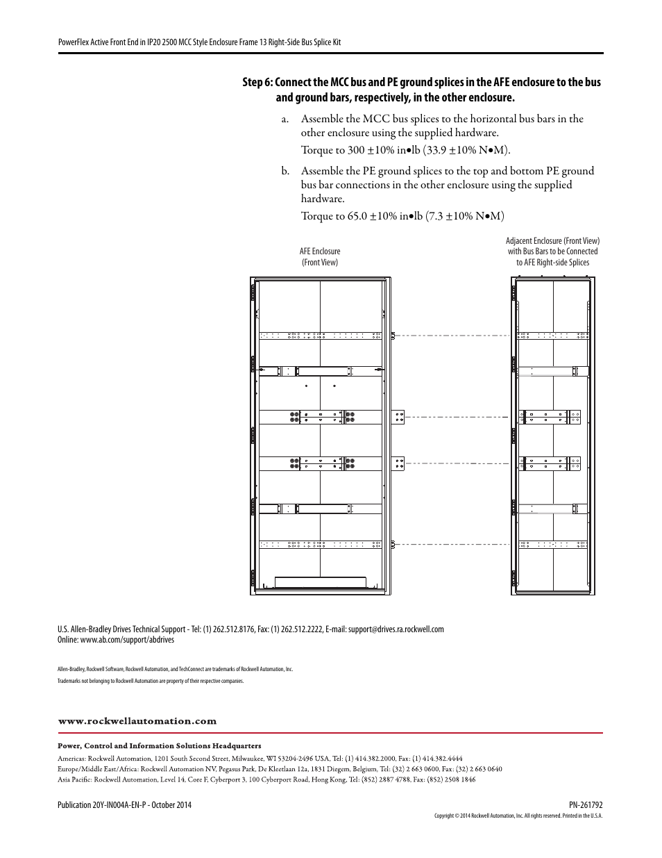 Rockwell Automation 20Y PowerFlex Active Front End in IP20 2500 Encl. Fr. 13 Right-Side Bus Splice Kit User Manual | Page 6 / 6
