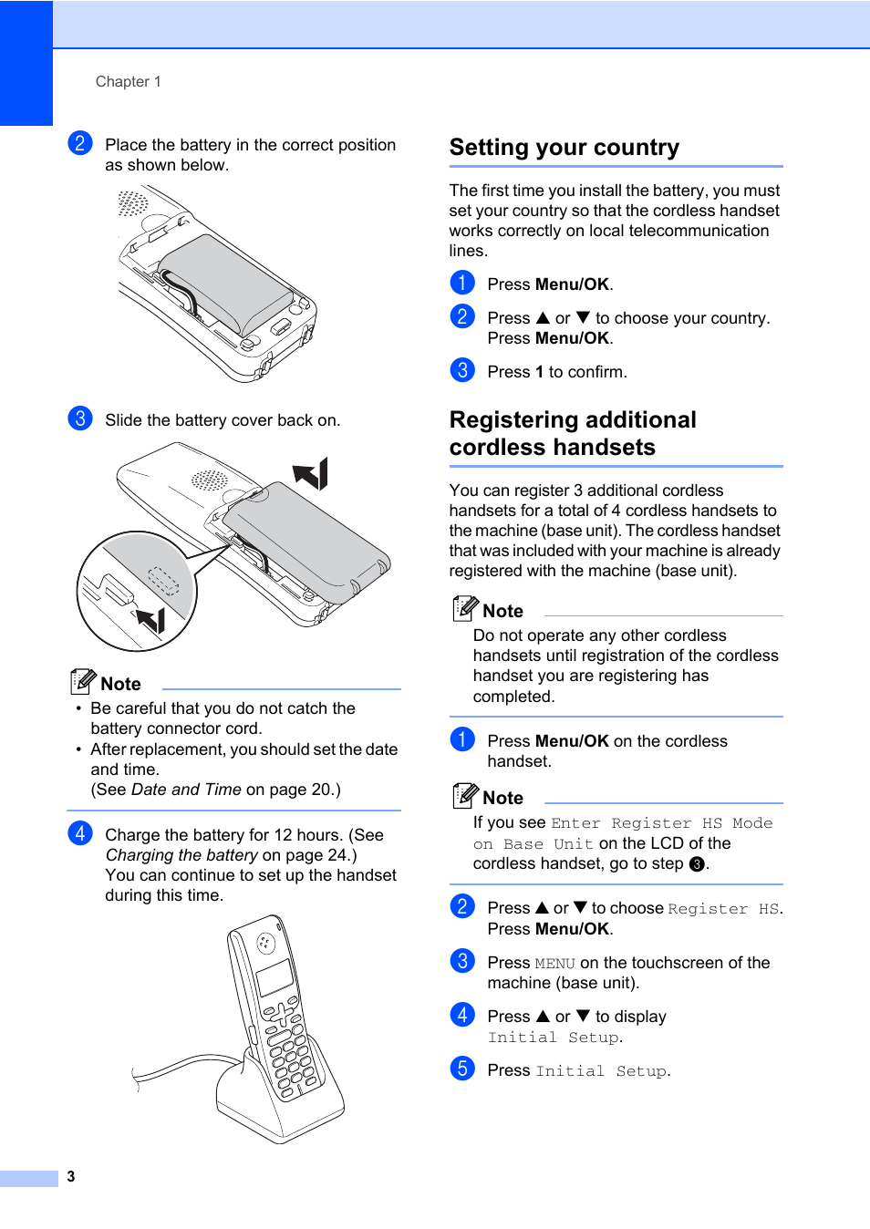 Setting your country, Registering additional cordless handsets | Brother BCL-D60 User Manual | Page 14 / 43