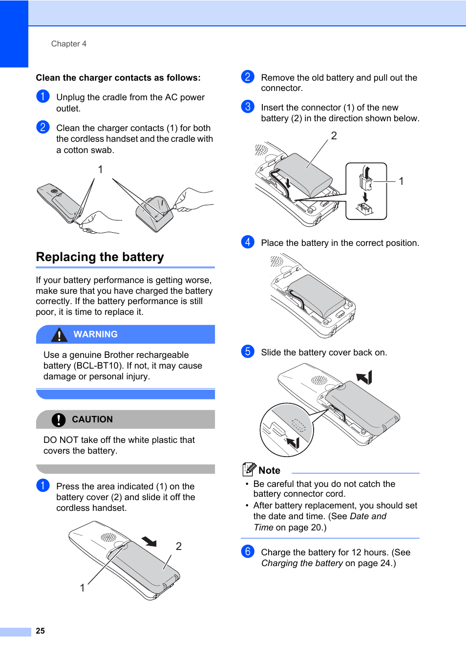 Replacing the battery | Brother BCL-D60 User Manual | Page 36 / 43