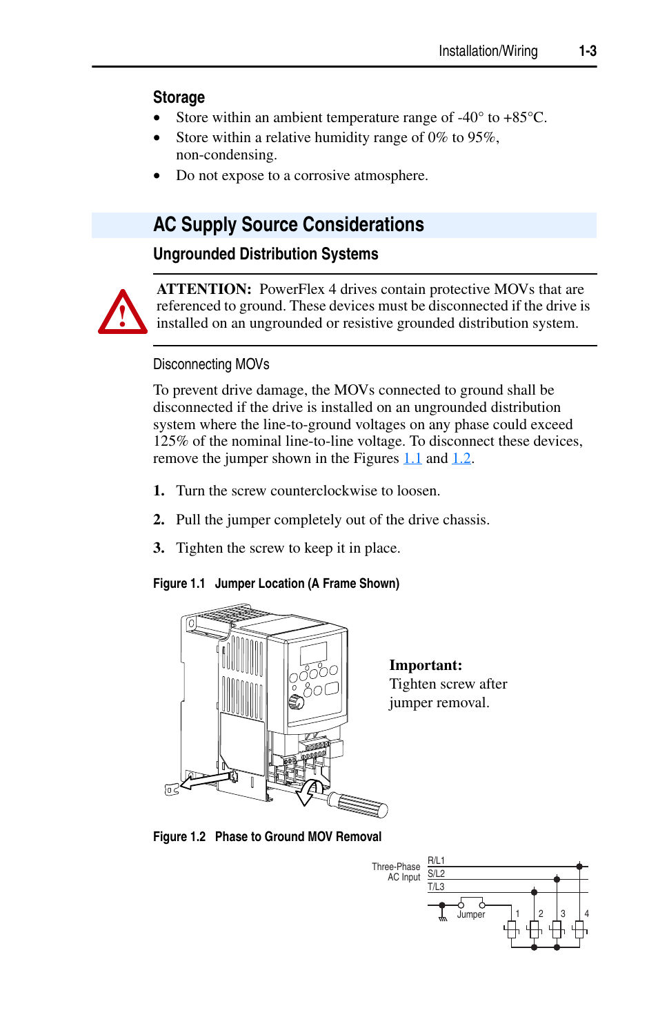 Ac supply source considerations, Ac supply source considerations -3, Ac supply source considerations 1-3 | Rockwell Automation 22A PowerFlex 4 User Manual FRN 6.xx User Manual | Page 13 / 108