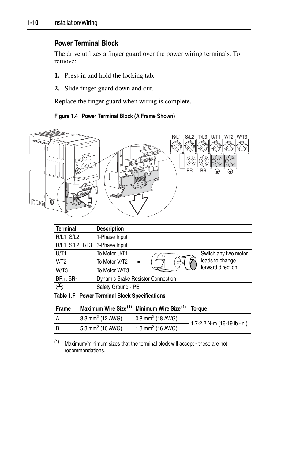 Power terminal block | Rockwell Automation 22A PowerFlex 4 User Manual FRN 6.xx User Manual | Page 20 / 108