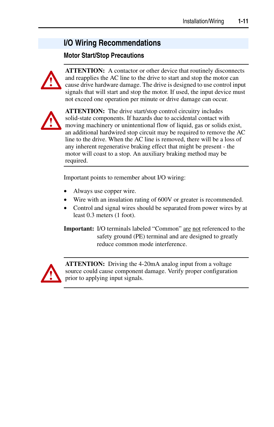 I/o wiring recommendations, I/o wiring recommendations -11 | Rockwell Automation 22A PowerFlex 4 User Manual FRN 6.xx User Manual | Page 21 / 108