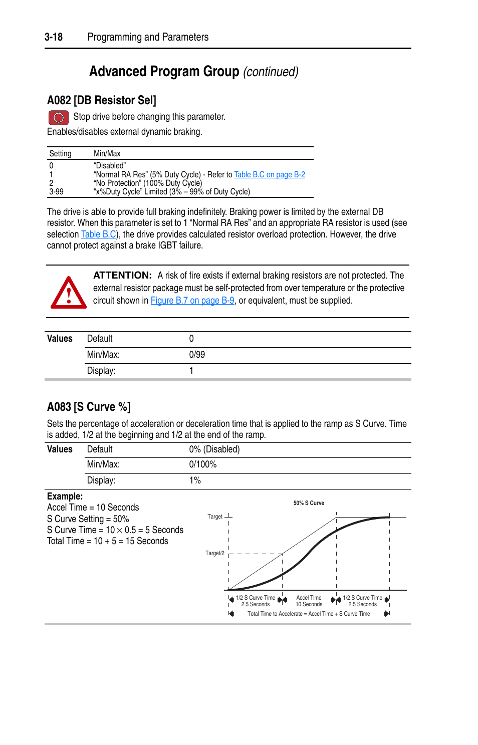 A082, Advanced program group, Continued) | A082 [db resistor sel, A083 [s curve | Rockwell Automation 22A PowerFlex 4 User Manual FRN 6.xx User Manual | Page 54 / 108