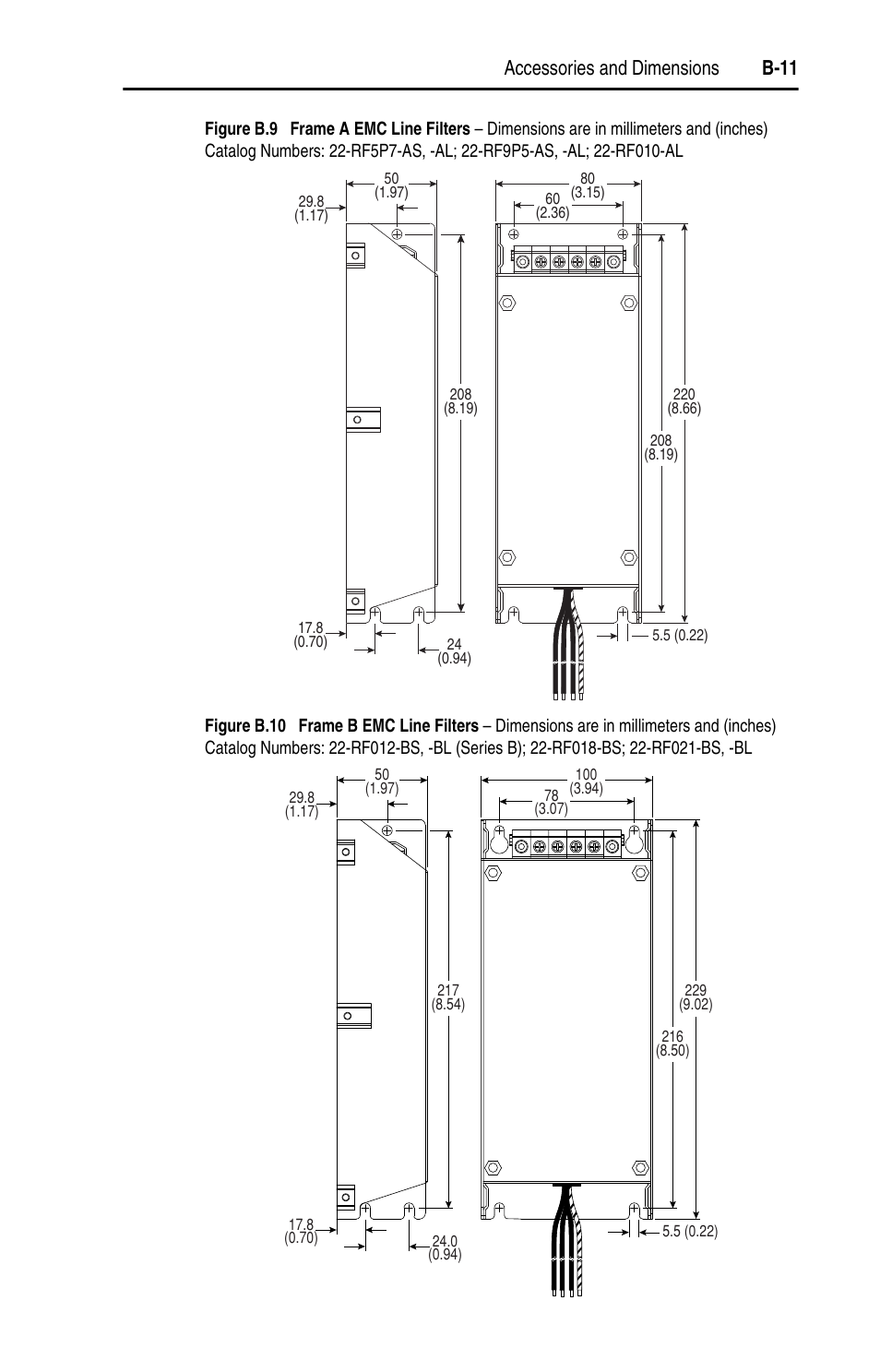 Accessories and dimensions b-11 | Rockwell Automation 22A PowerFlex 4 User Manual FRN 6.xx User Manual | Page 87 / 108