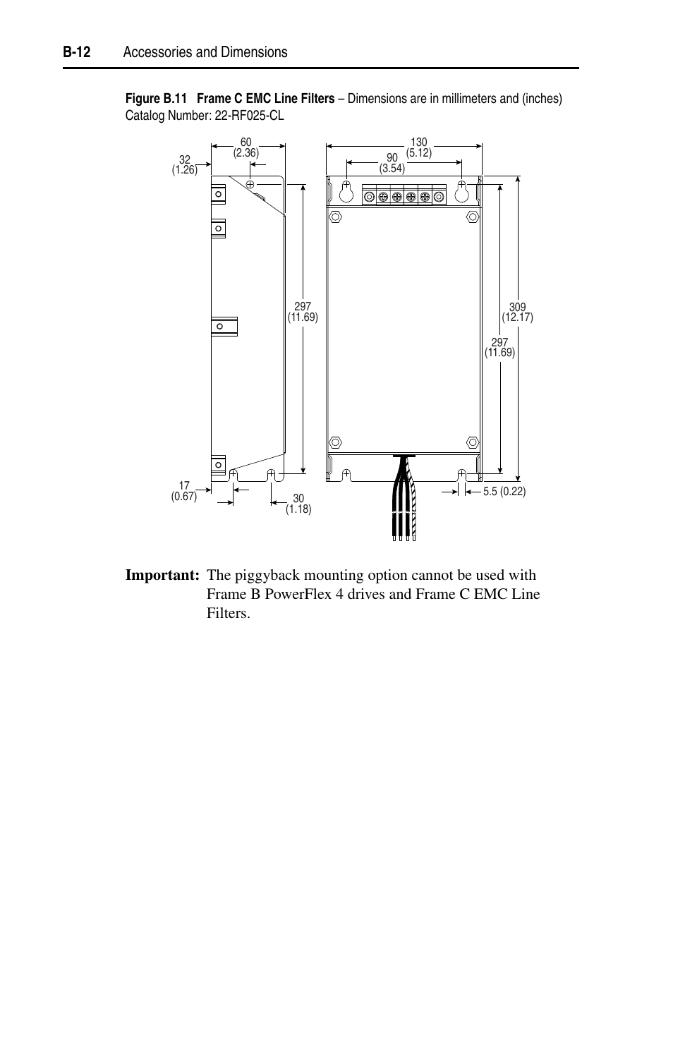 B-12 accessories and dimensions | Rockwell Automation 22A PowerFlex 4 User Manual FRN 6.xx User Manual | Page 88 / 108
