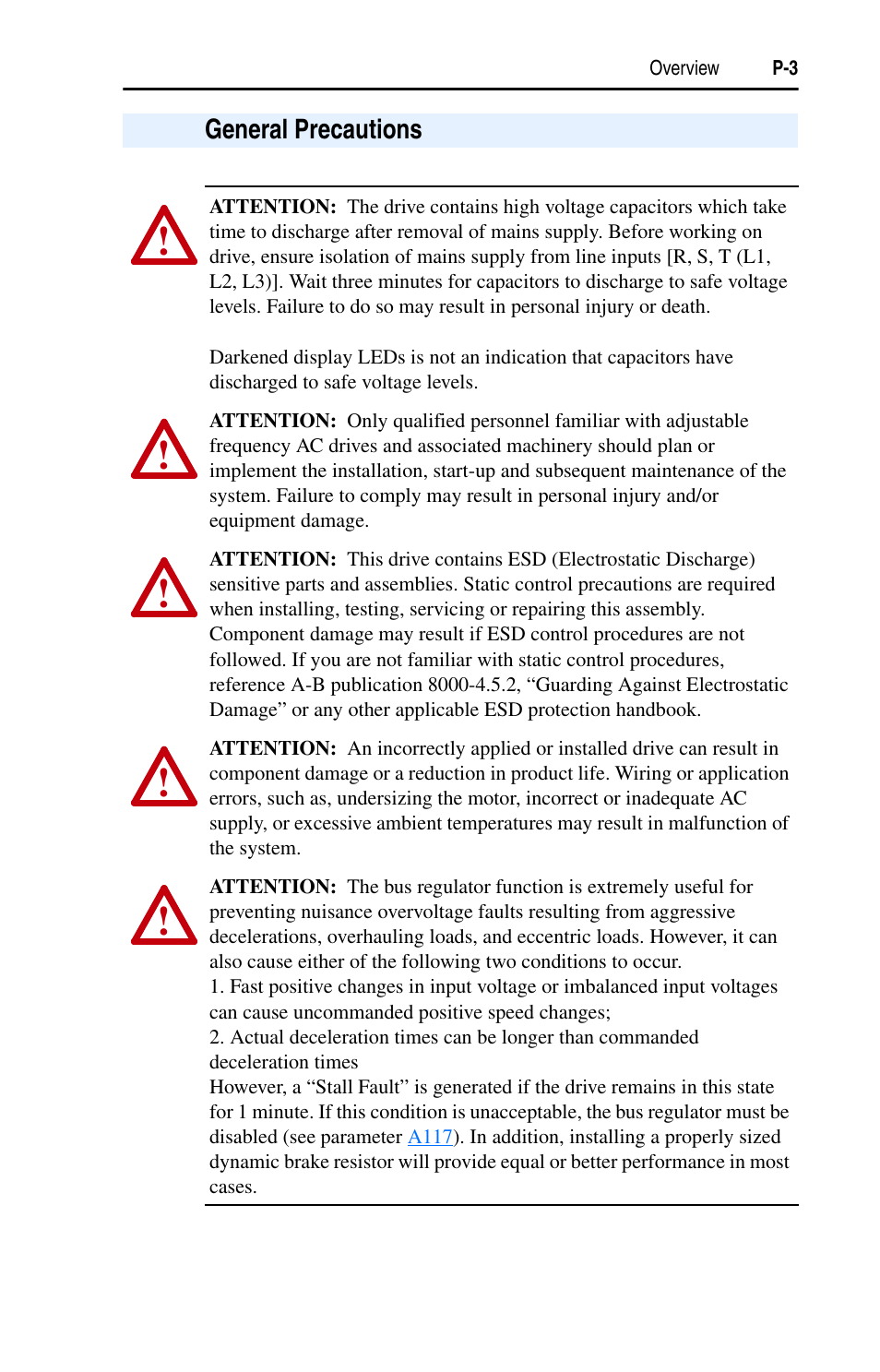 General precautions | Rockwell Automation 22A PowerFlex 4 User Manual FRN 6.xx User Manual | Page 9 / 108