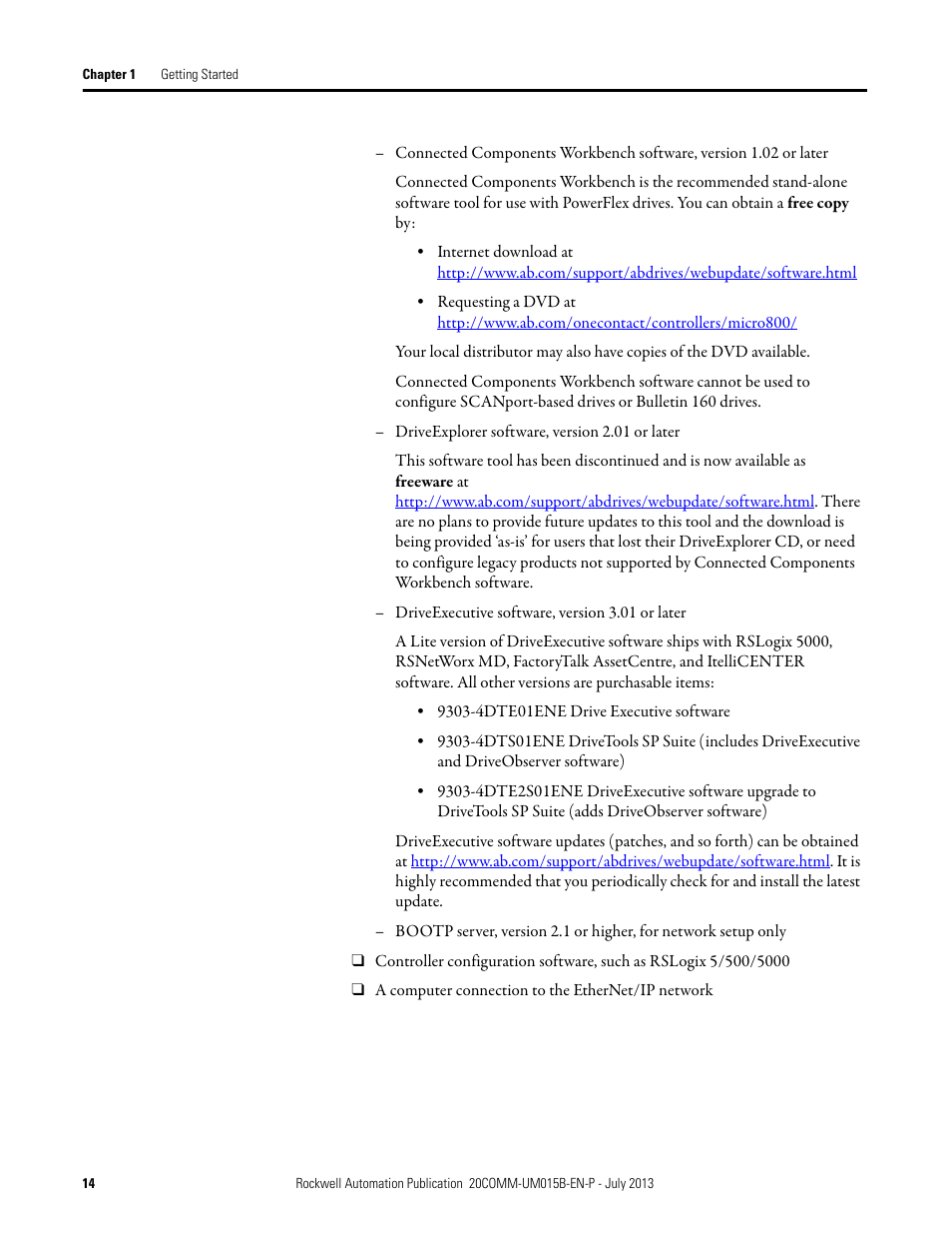 Rockwell Automation 20-COMM-ER 20-COMM-ER Dual-Port EtherNet/IP Communication Adapter User Manual User Manual | Page 14 / 238