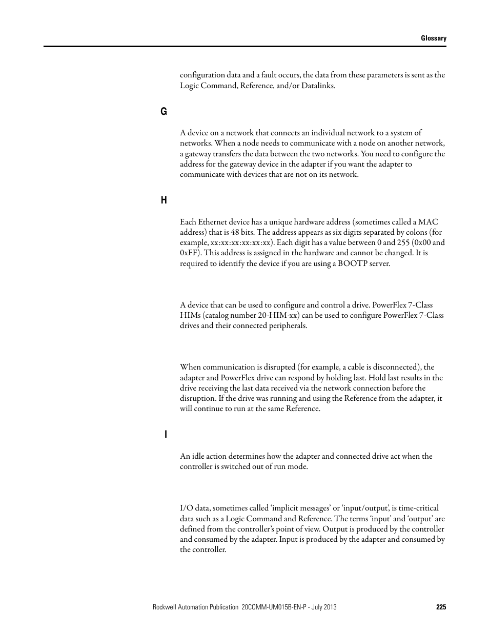 Rockwell Automation 20-COMM-ER 20-COMM-ER Dual-Port EtherNet/IP Communication Adapter User Manual User Manual | Page 225 / 238