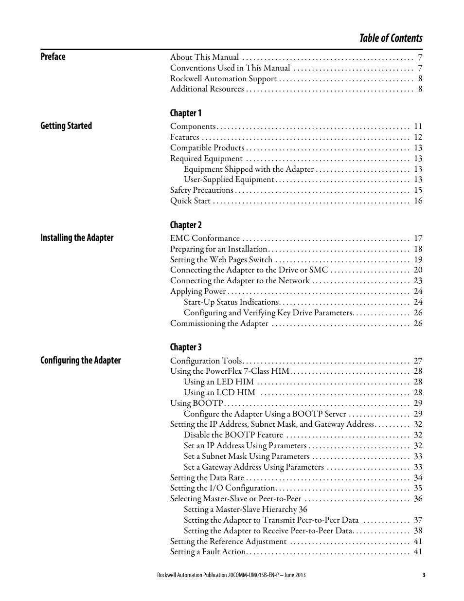 Rockwell Automation 20-COMM-ER 20-COMM-ER Dual-Port EtherNet/IP Communication Adapter User Manual User Manual | Page 3 / 238