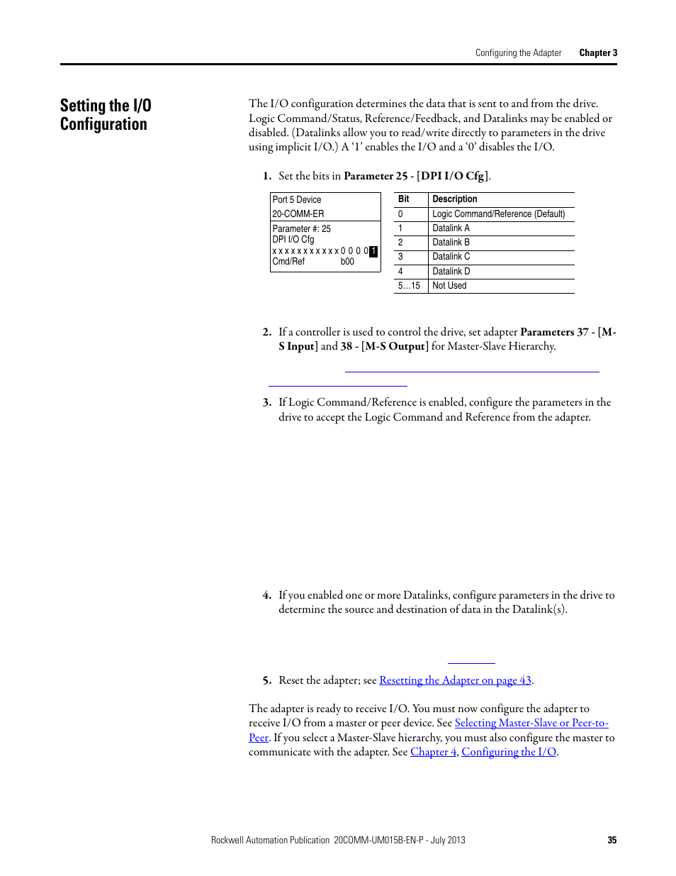 Setting the i/o configuration | Rockwell Automation 20-COMM-ER 20-COMM-ER Dual-Port EtherNet/IP Communication Adapter User Manual User Manual | Page 35 / 238