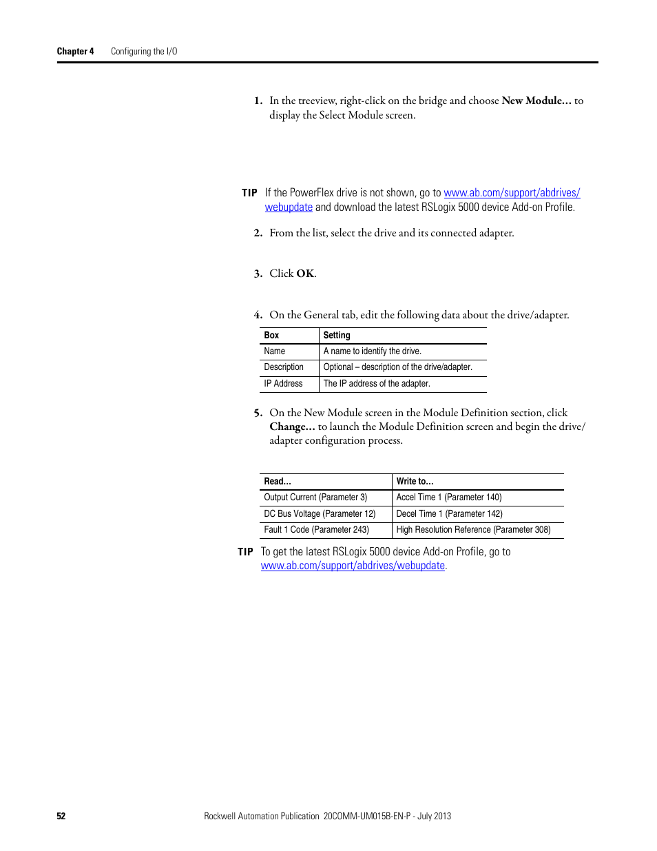 Rockwell Automation 20-COMM-ER 20-COMM-ER Dual-Port EtherNet/IP Communication Adapter User Manual User Manual | Page 52 / 238