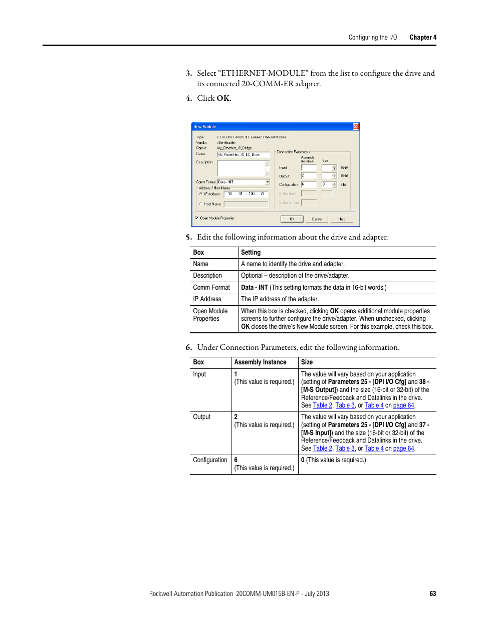 Rockwell Automation 20-COMM-ER 20-COMM-ER Dual-Port EtherNet/IP Communication Adapter User Manual User Manual | Page 63 / 238