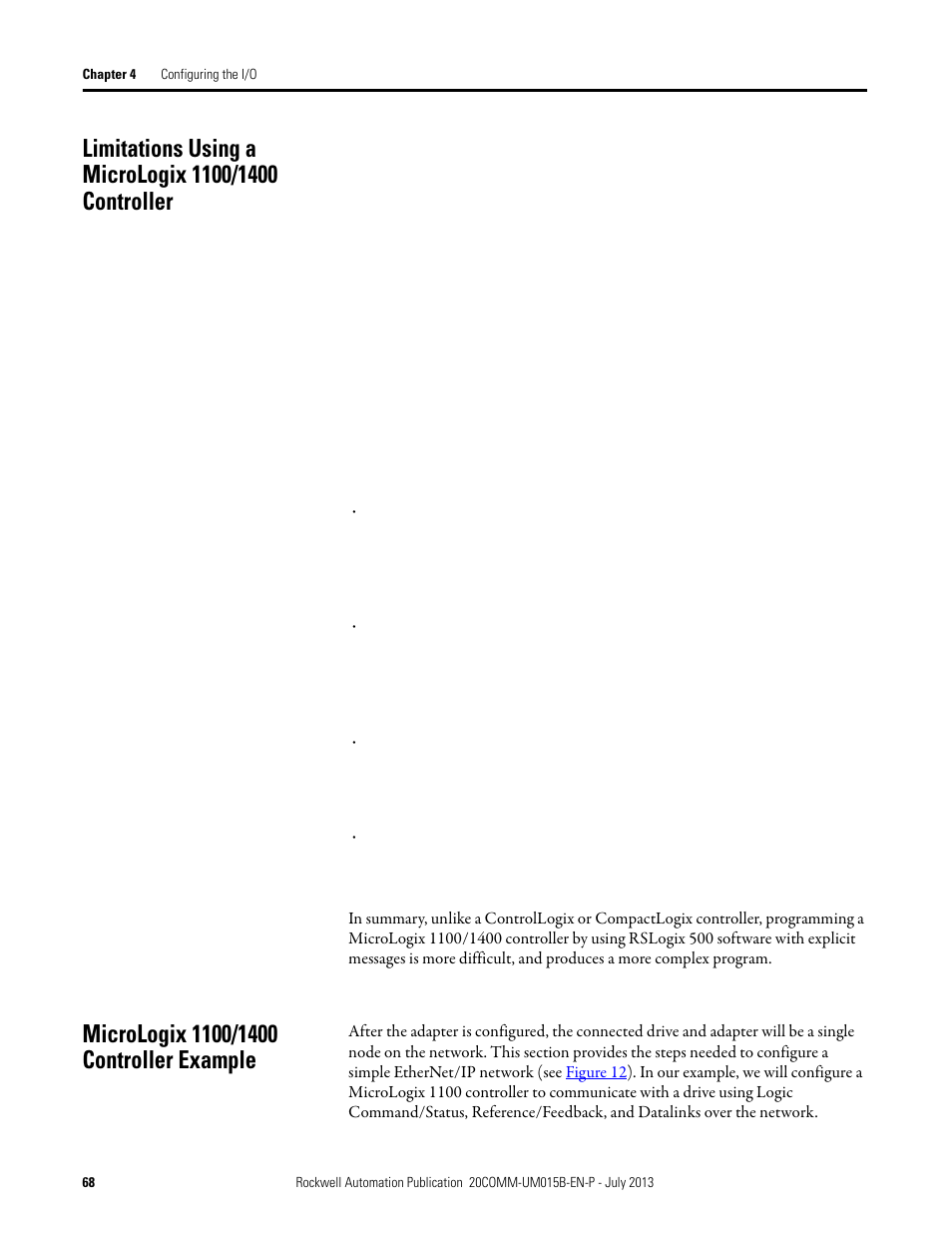 Micrologix 1100/1400 controller example | Rockwell Automation 20-COMM-ER 20-COMM-ER Dual-Port EtherNet/IP Communication Adapter User Manual User Manual | Page 68 / 238