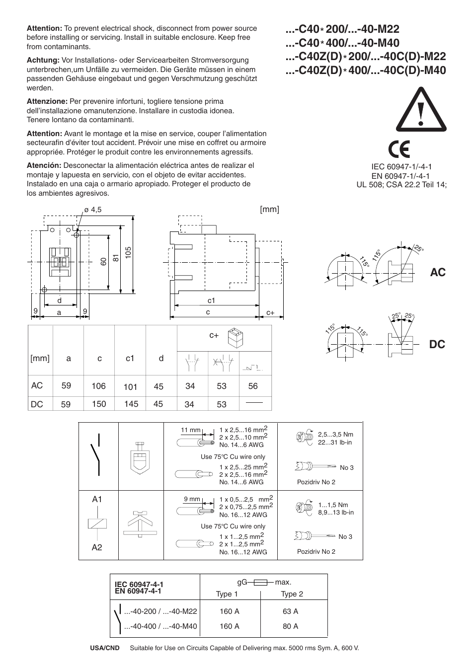 Rockwell Automation 100 Contactors with 4 Main Poles User Manual | 2 pages