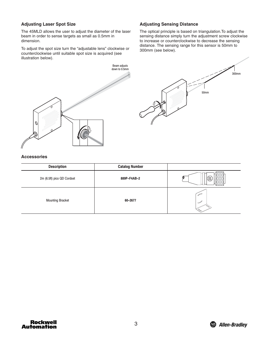 Rockwell Automation 45MLD Laser Diffuse Sensor User Manual | Page 3 / 4