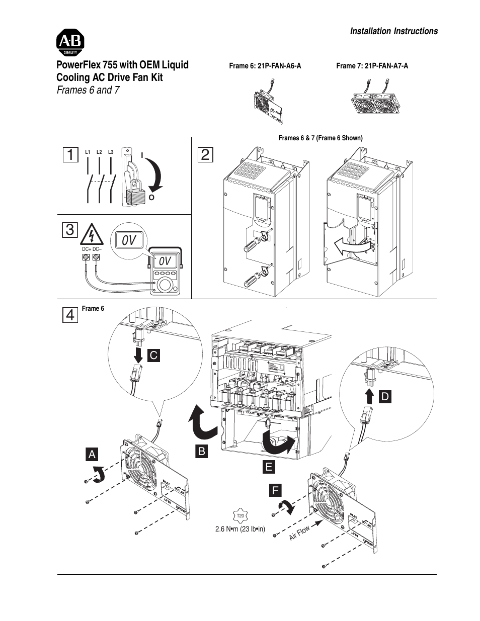 Rockwell Automation 21P-FAN-A7-A PowerFlex 755 with OEM Liquid Cooling AC Drive Fan Kit - Frames 6 and 7 User Manual | 2 pages